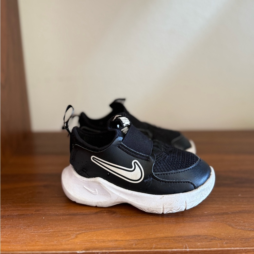 Nike Kids Black & White Slip-On Sneakers with Swoosh